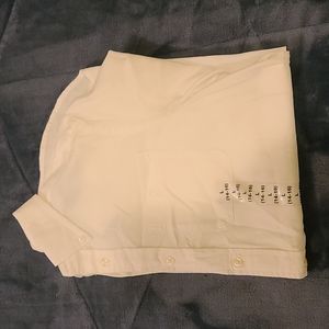 Ralph Lauren white, short-sleeved, button-down dress shirt with buttoned collar